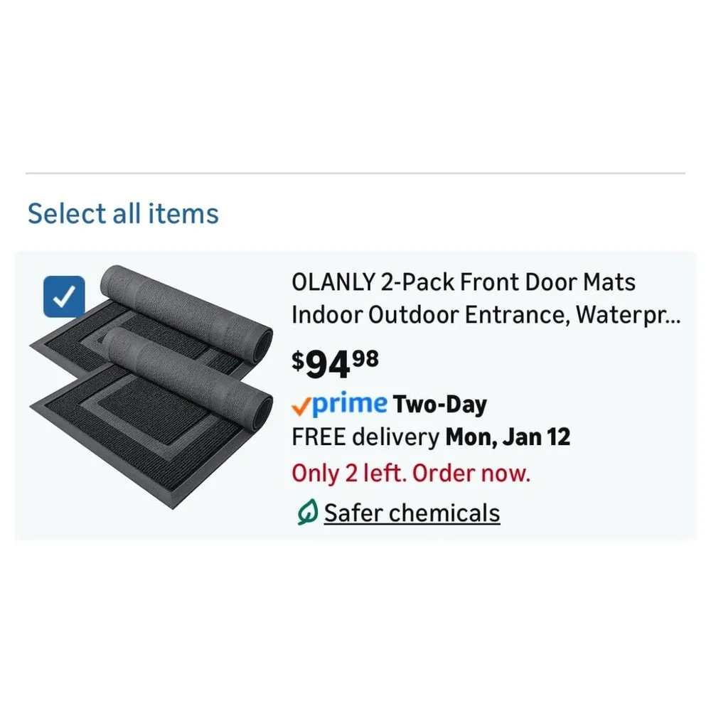 OLANLY 2-Pack Front Door Mats Indoor Outdoor Entrance 47x24
